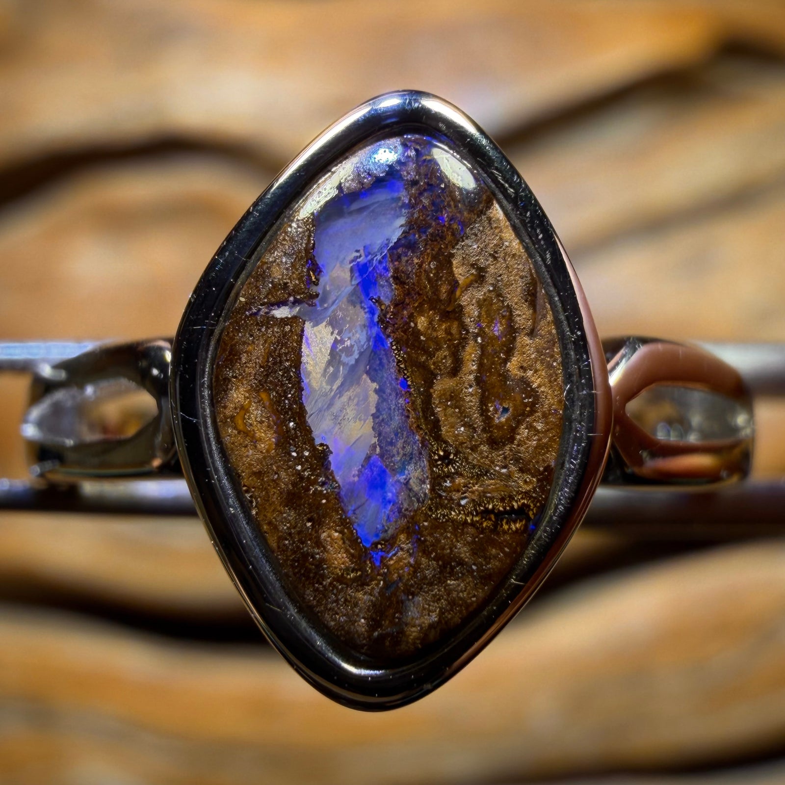 Sterling Silver - Solid Queensland Boulder Opal Ring