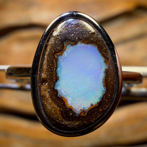 Sterling Silver - Solid Queensland Boulder Opal Ring