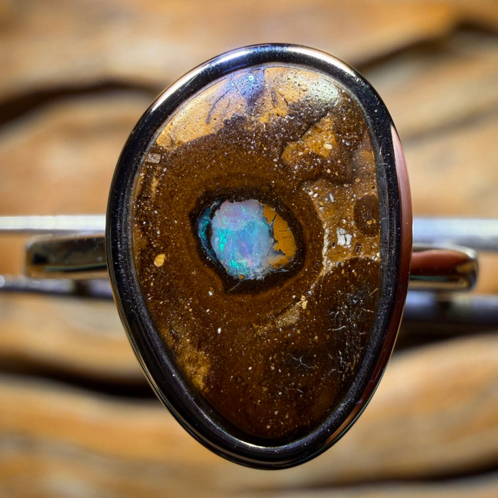 Sterling Silver - Solid Queensland Boulder Opal Ring