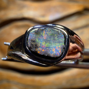 Sterling Silver - Solid Queensland Boulder Opal Ring UNISEX