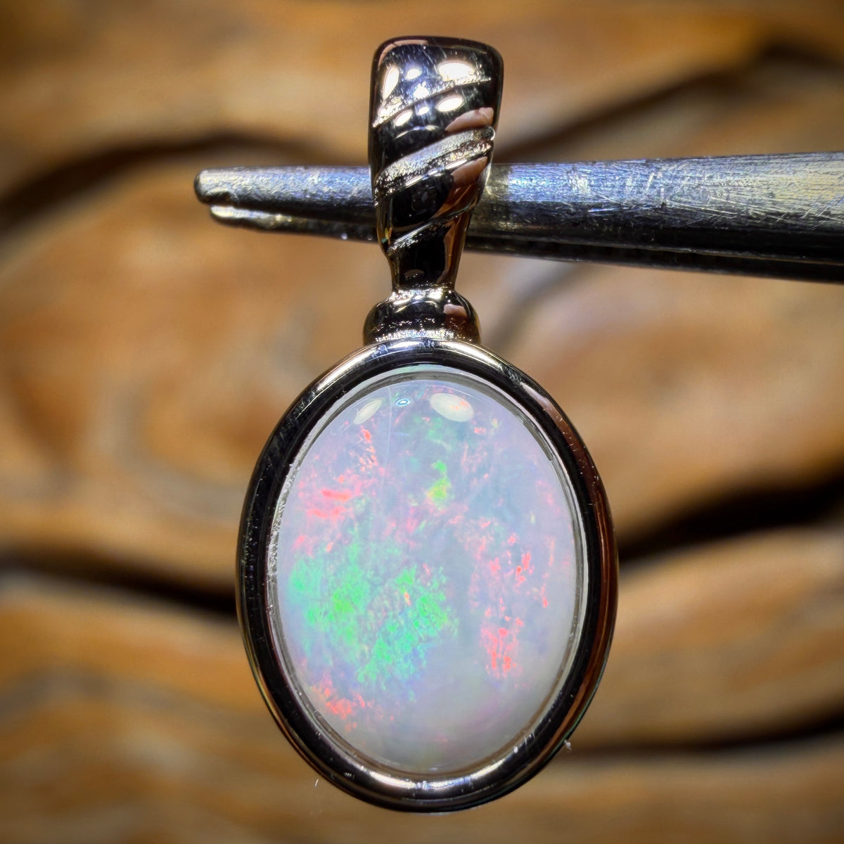 Sterling Silver - Solid South Australian Crystal Opal Pendant