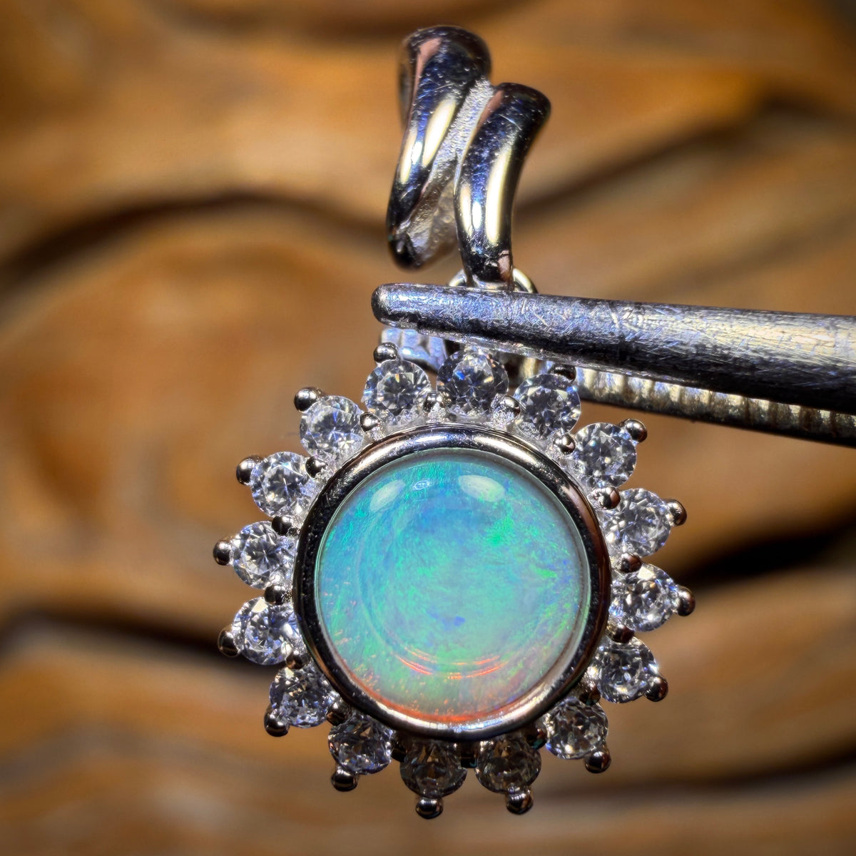 Sterling Silver - Solid South Australian Crystal Opal Pendant