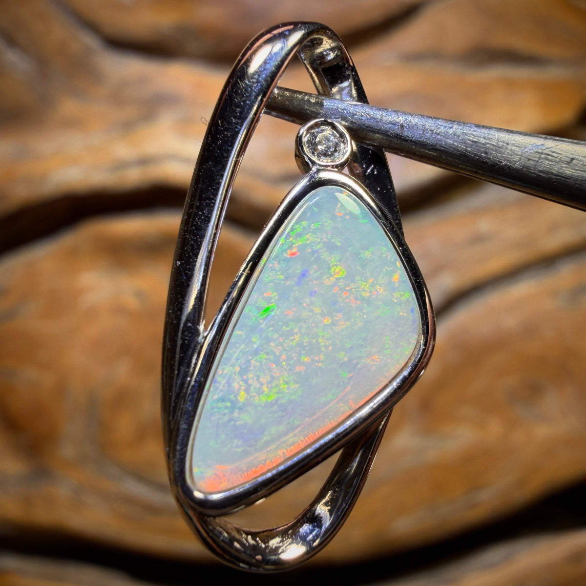 Sterling Silver - Solid South Australian Crystal Opal Pendant