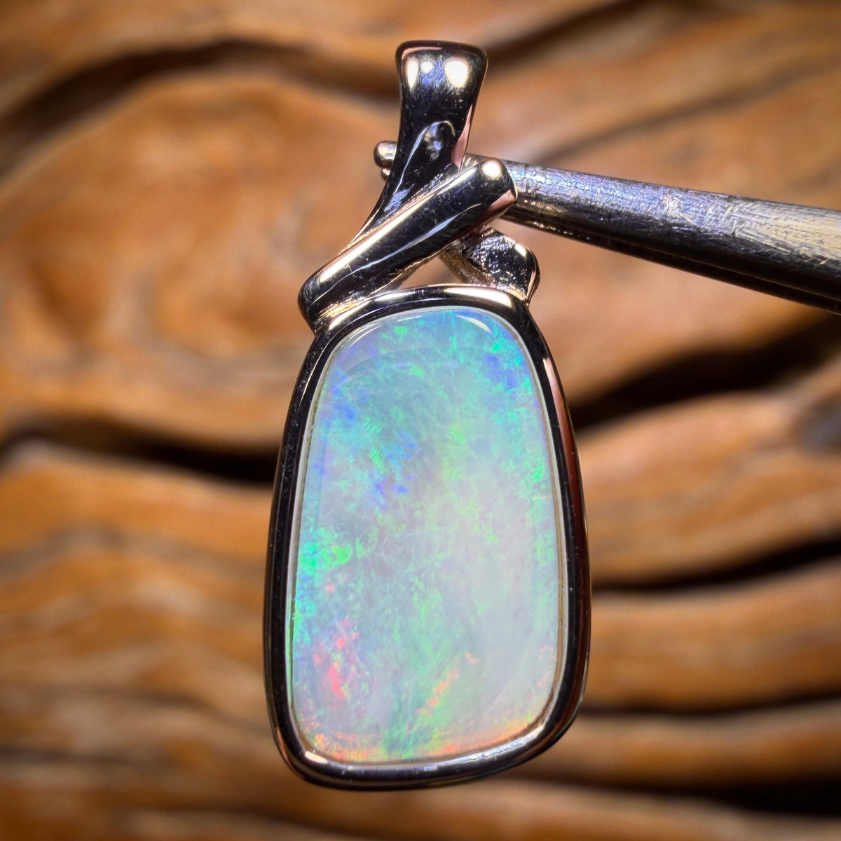 Sterling Silver - Solid South Australian Crystal Opal Pendant