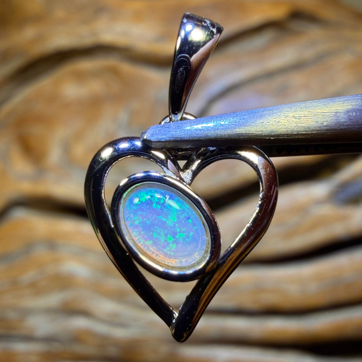 Sterling Silver - Solid South Australian Crystal Opal Pendant
