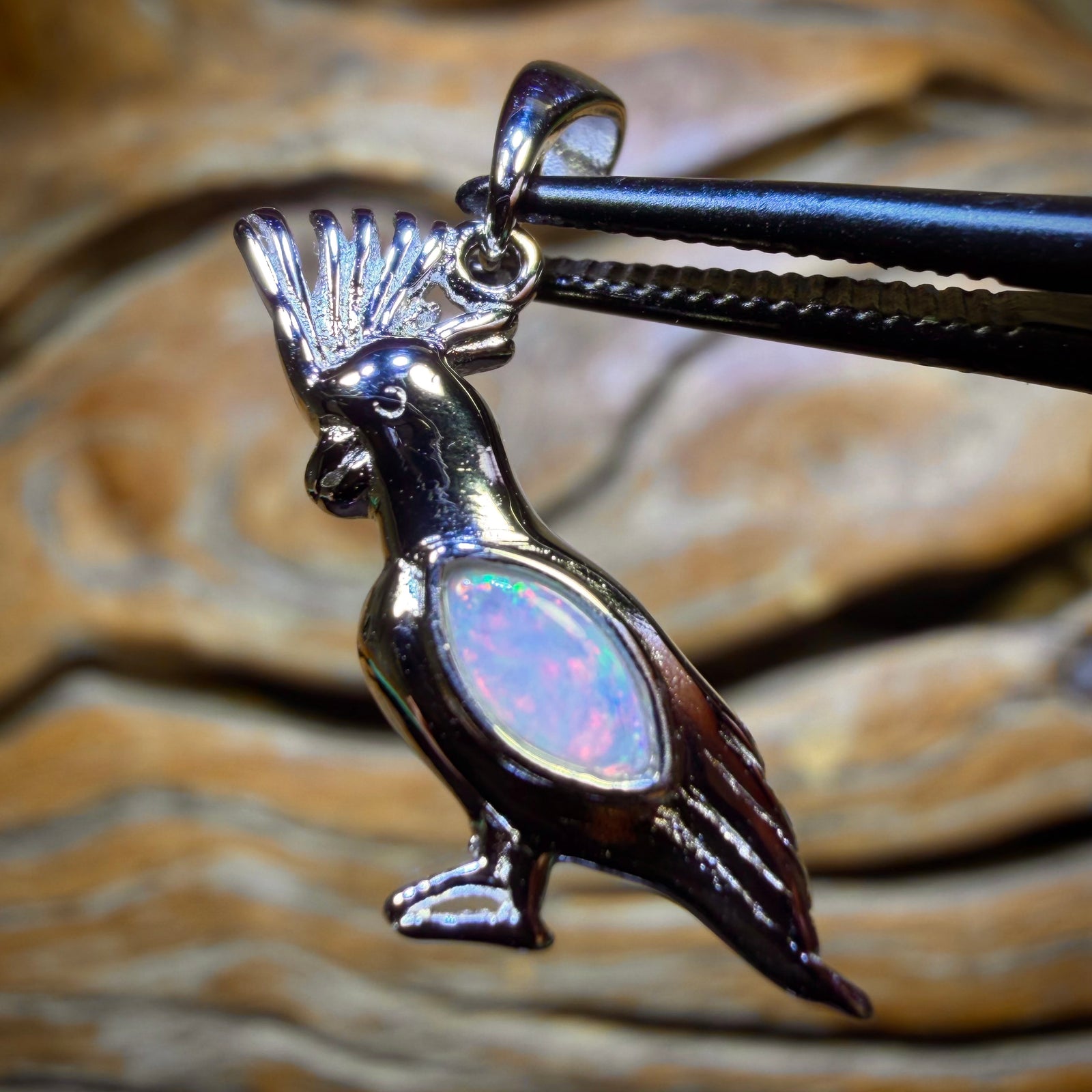 Sterling Silver - Solid South Australian Crystal Opal Pendants Red Multi. BULK LISTING