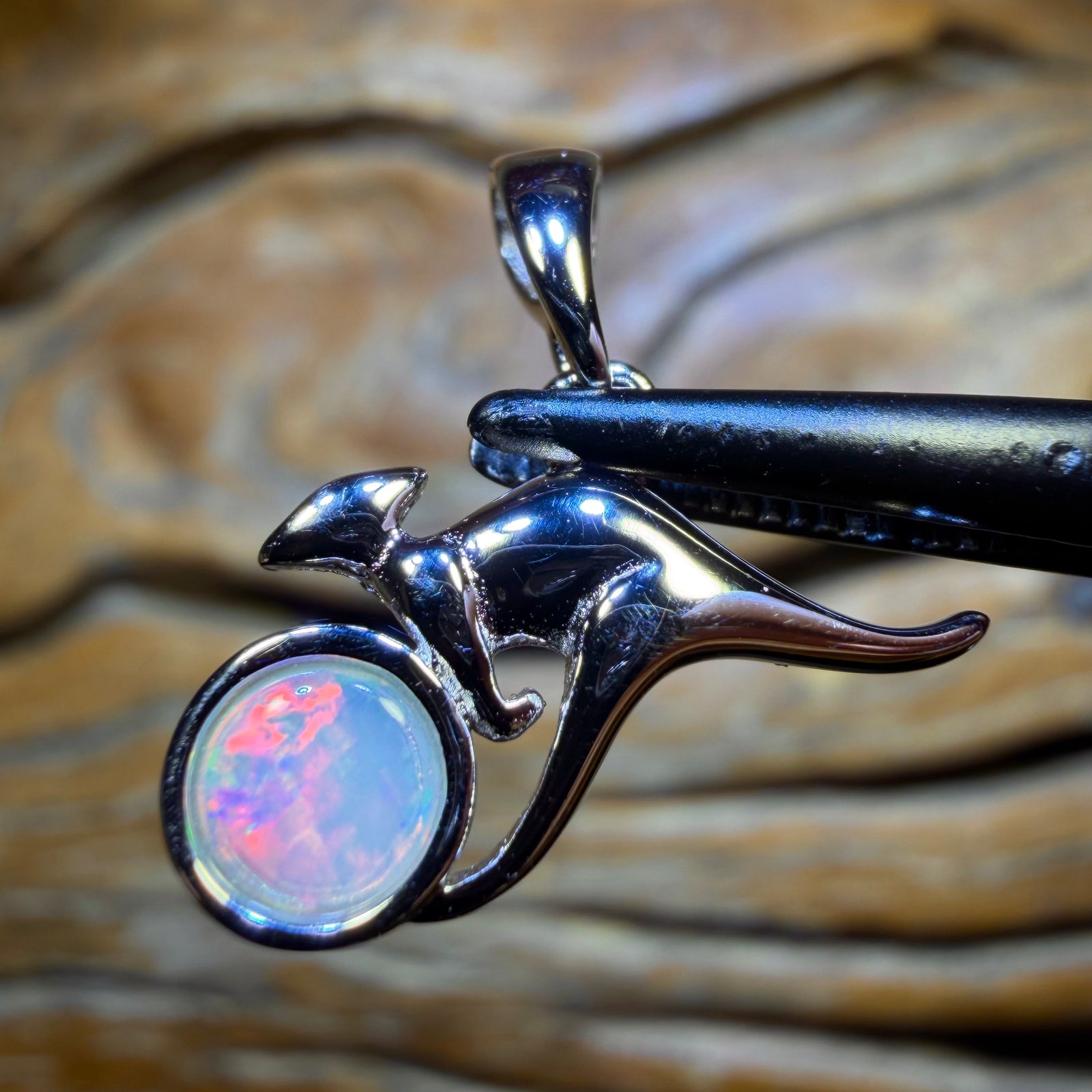 Sterling Silver - Solid South Australian Crystal Opal Pendants Red Multi. BULK LISTING