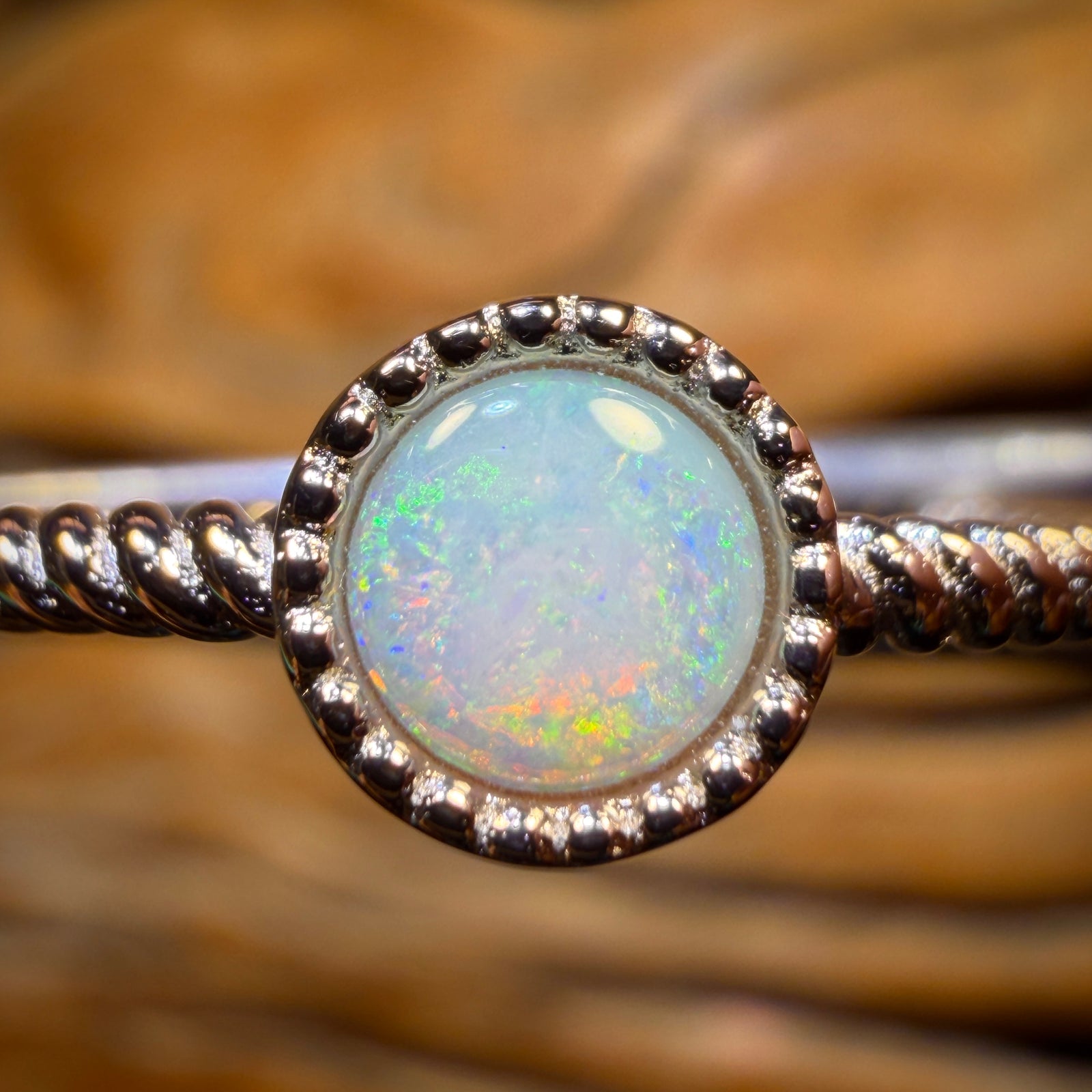 Sterling Silver - Solid South Australian Crystal Opal Ring