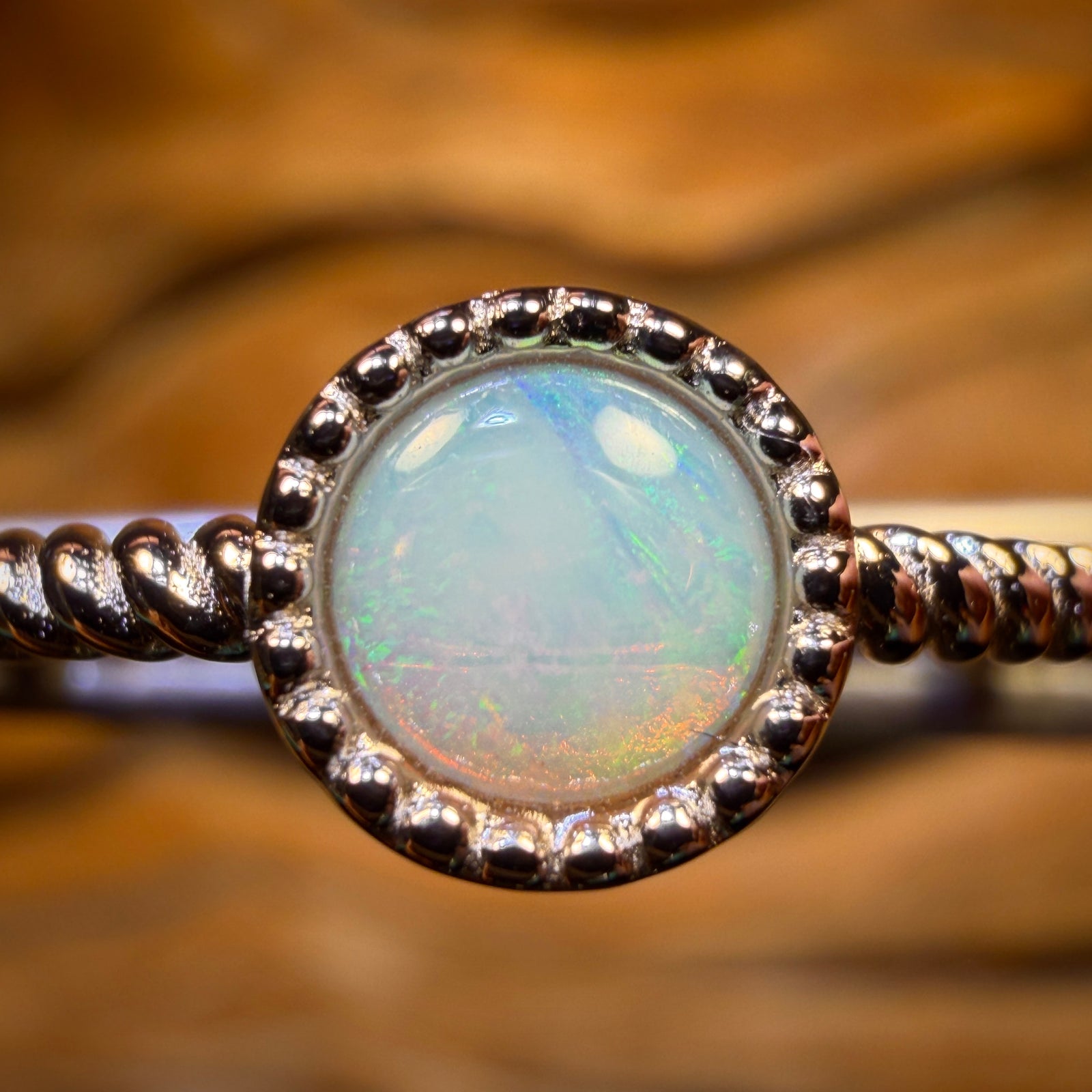 Sterling Silver - Solid South Australian Crystal Opal Ring
