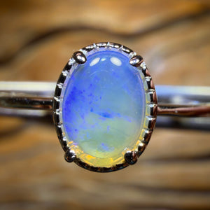 Sterling Silver - Solid South Australian Crystal Opal Ring