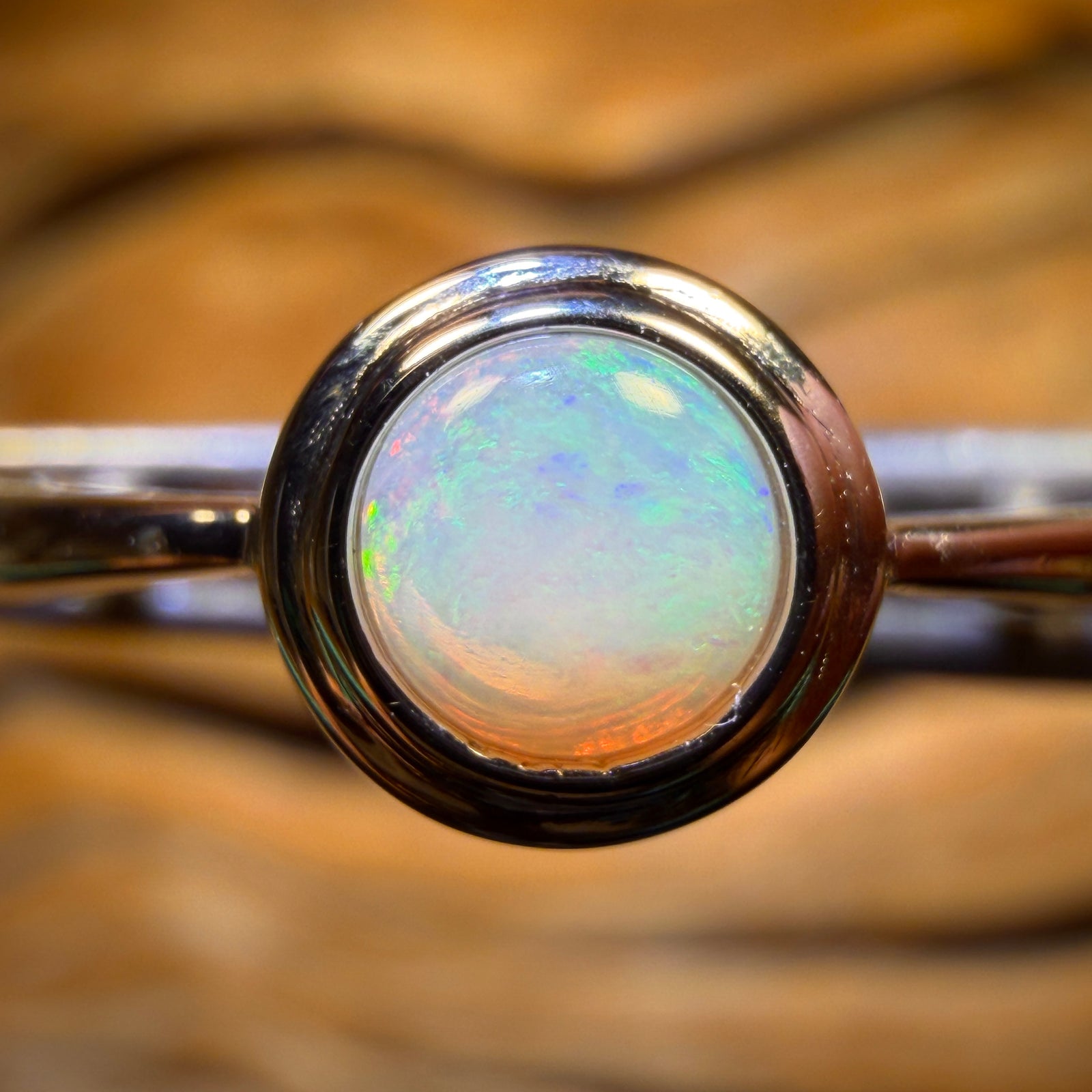 Sterling Silver - Solid South Australian Crystal Opal Ring