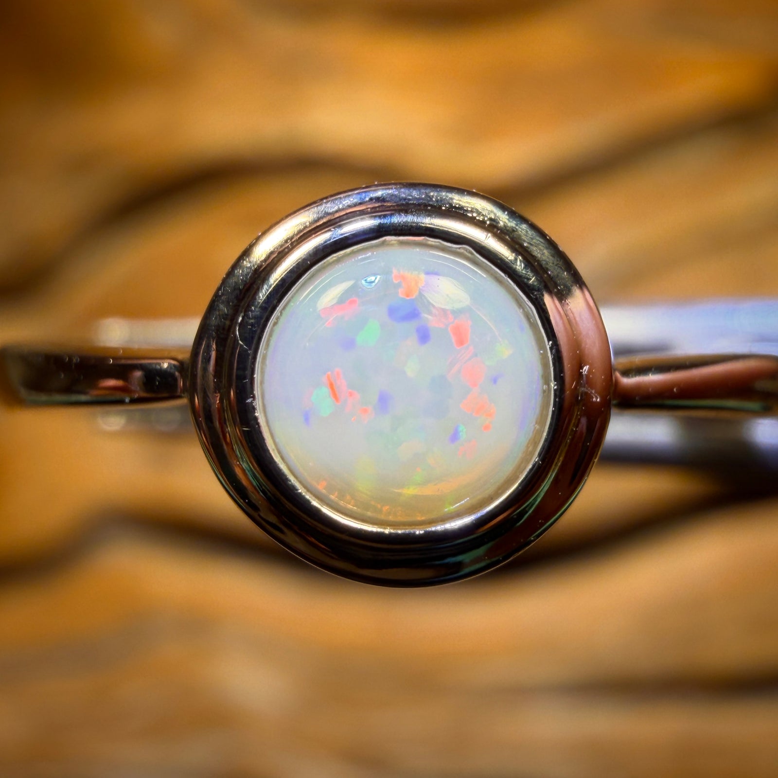 Sterling Silver - Solid South Australian Crystal Opal Ring