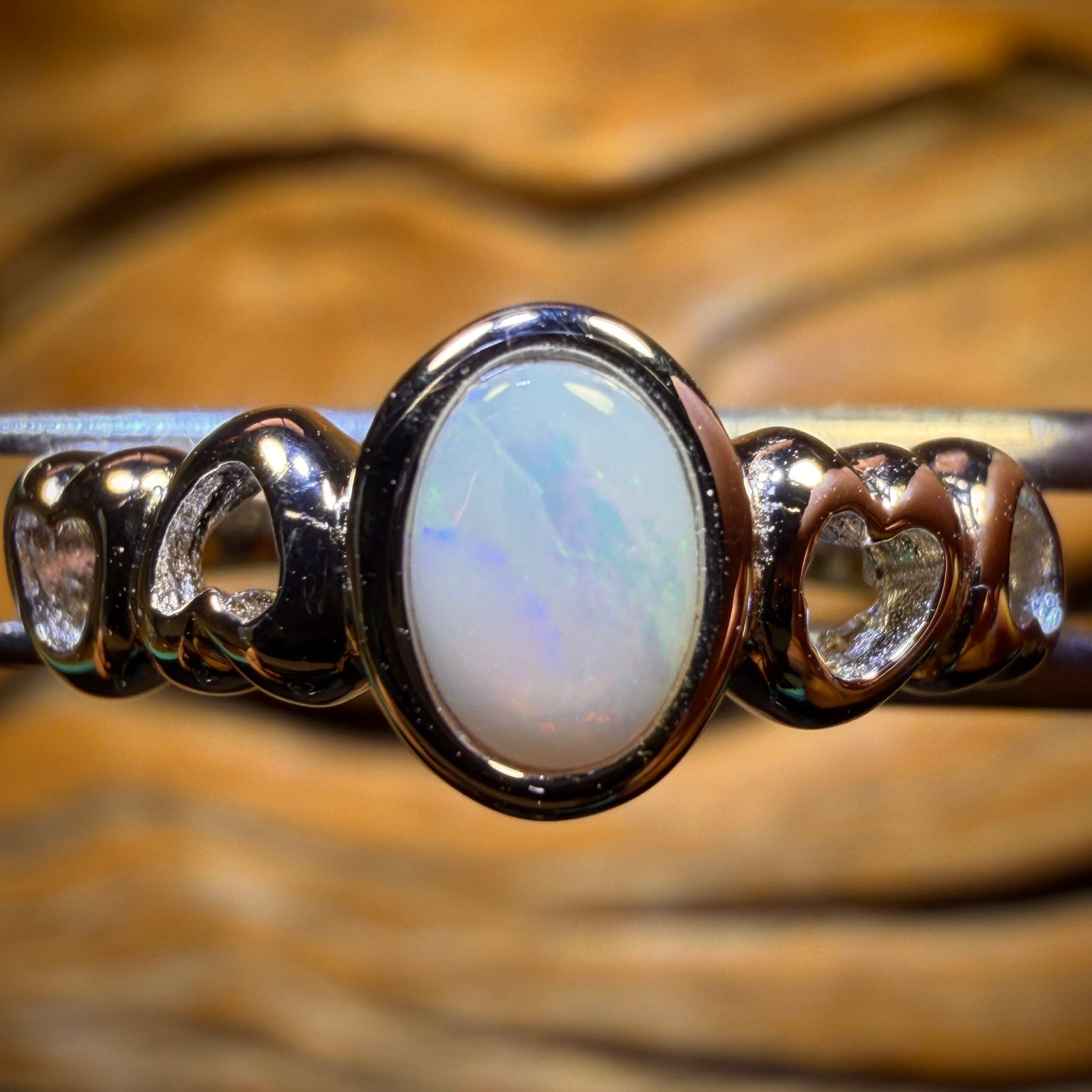 Sterling Silver - Solid South Australian Crystal Opal Ring