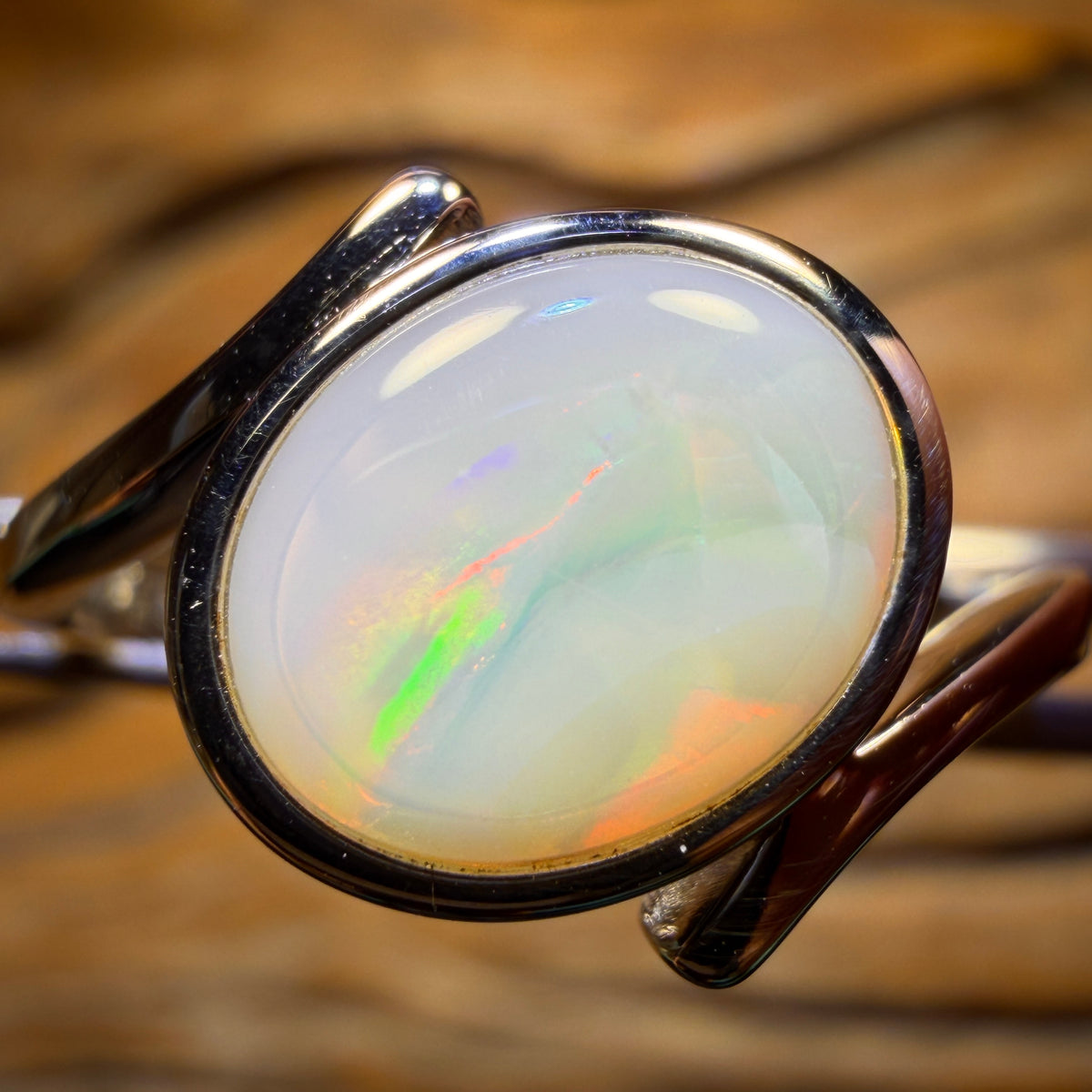 Sterling Silver - Solid South Australian Crystal Opal Ring