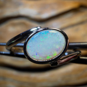 Sterling Silver - Solid South Australian Crystal Opal Ring