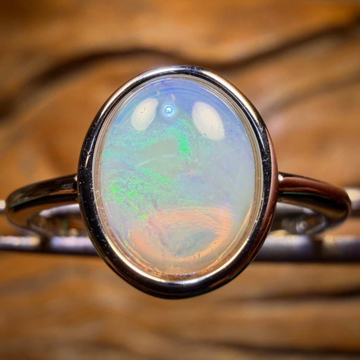 Sterling Silver - Solid South Australian Crystal Opal Ring