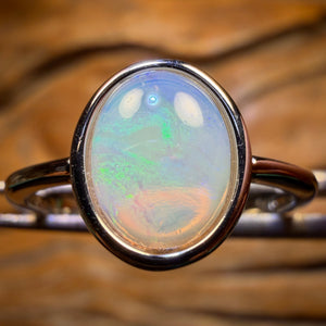 Sterling Silver - Solid South Australian Crystal Opal Ring