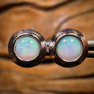 Sterling Silver - South Australian Crystal Opal Stud Earrings