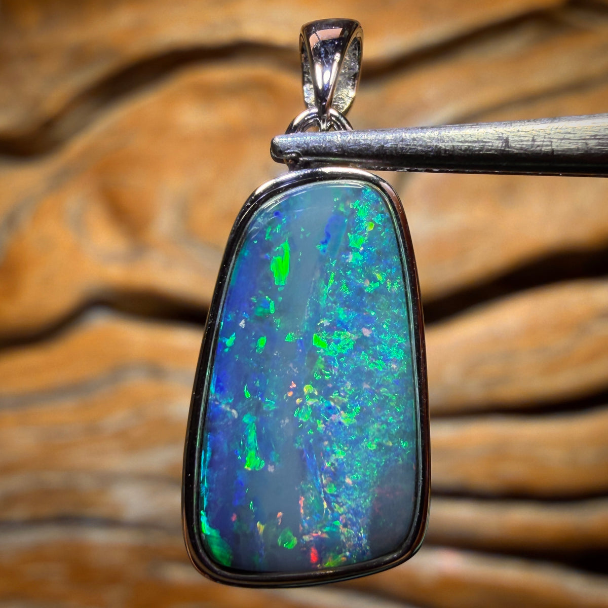 Sterling Silver - TOP Queensland Boulder Opal Doublet Pendant