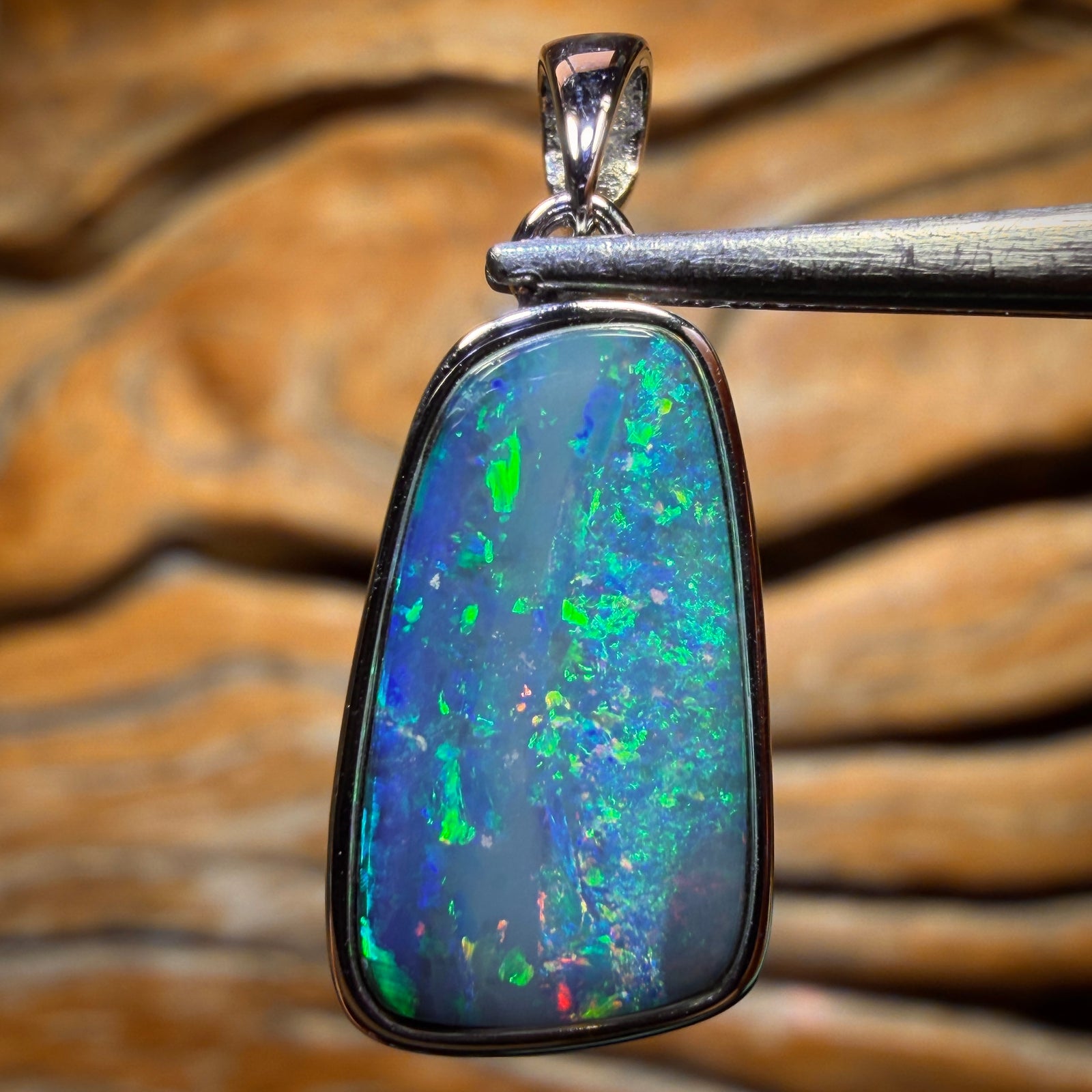 Sterling Silver - TOP Queensland Boulder Opal Doublet Pendant
