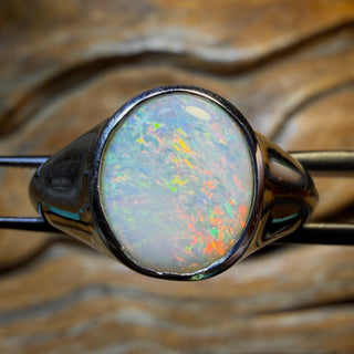 Sterling Silver - UNISEX SOLID South Australian White Opal Ring