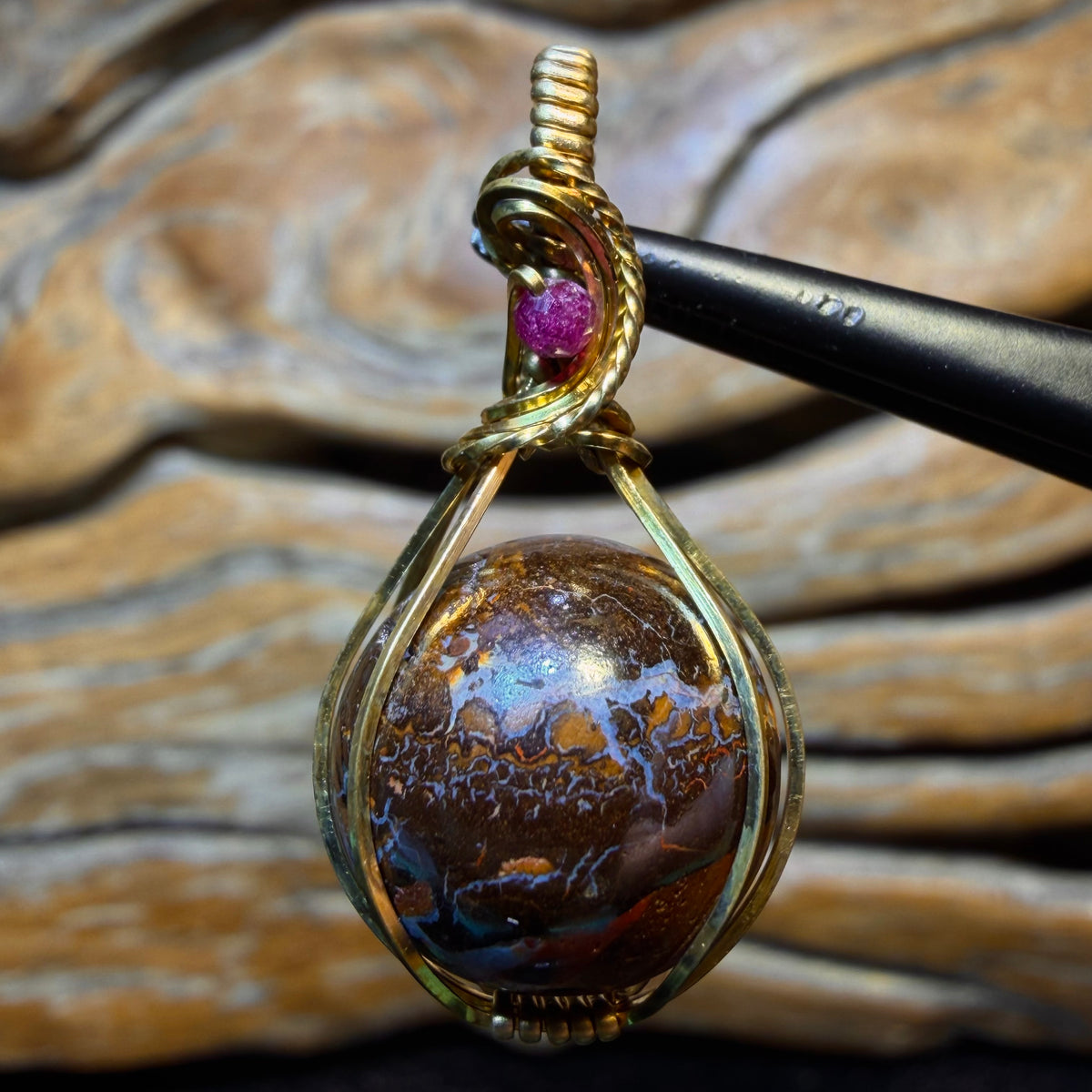 Sterling Silver - Yowah Nut Opal Bead Pendant