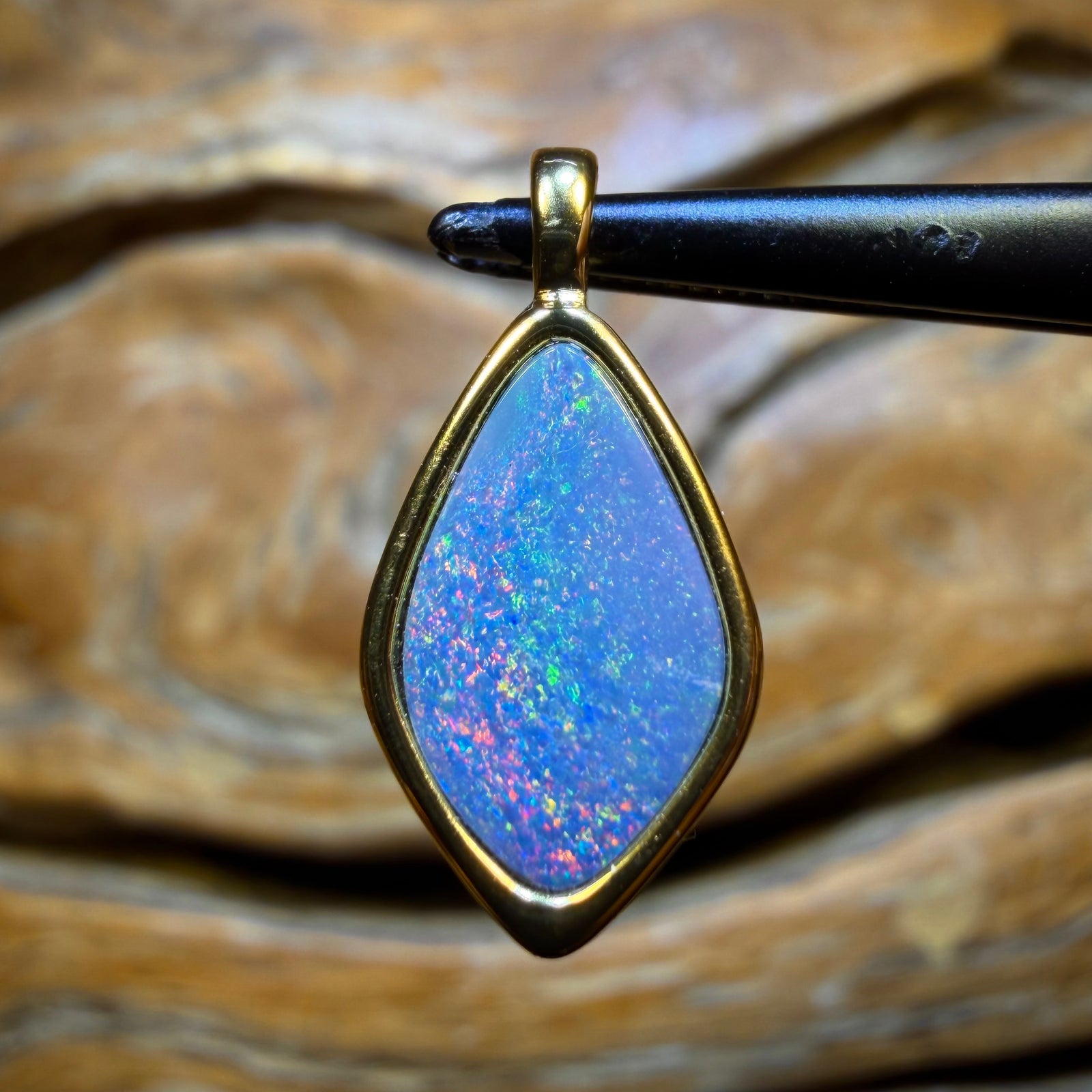 Sterling Silver G.P. - Australian Boulder Opal Doublet Pendants Red / Multi. BULK LISTING