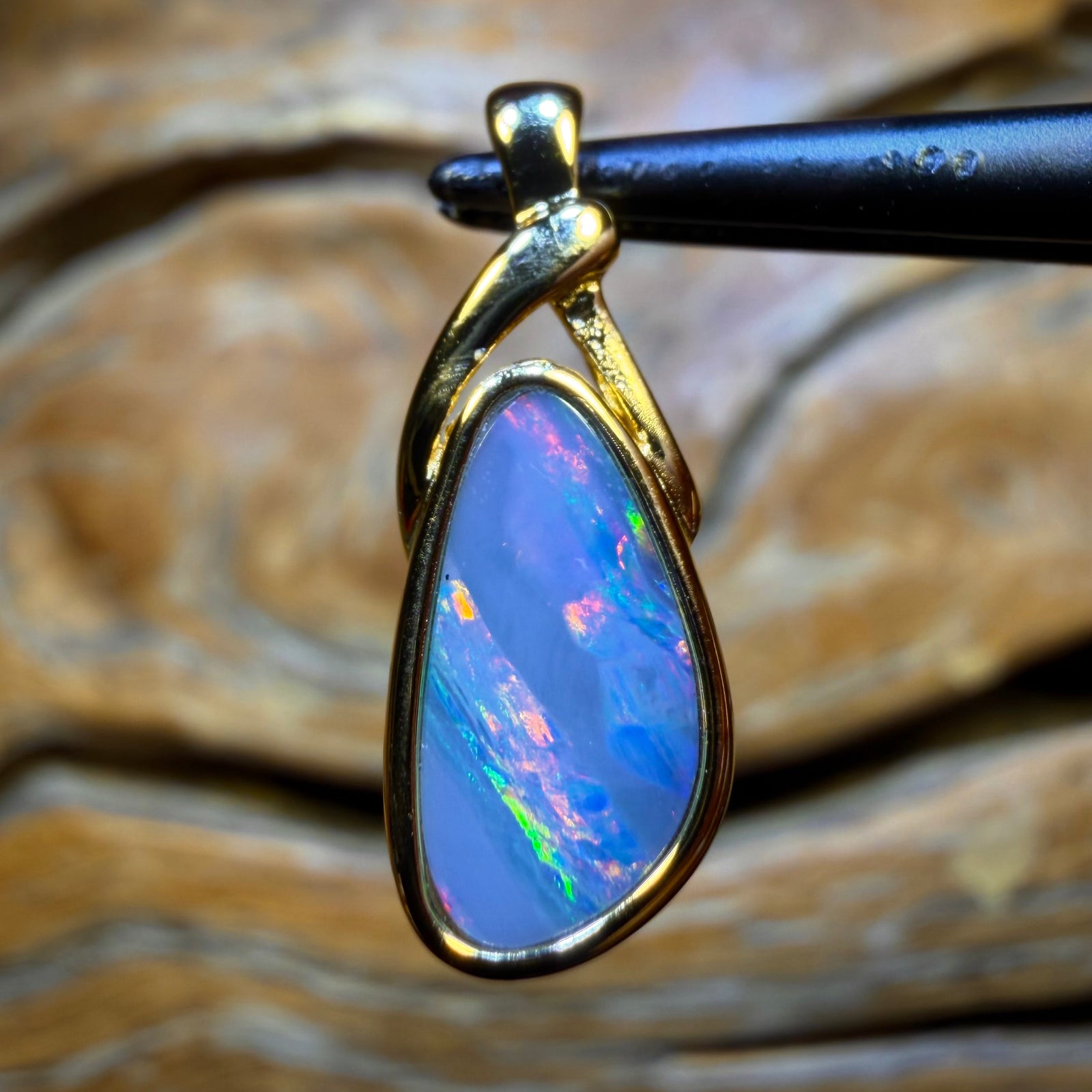 Sterling Silver G.P. - Australian Boulder Opal Doublet Pendants Red / Multi. BULK LISTING