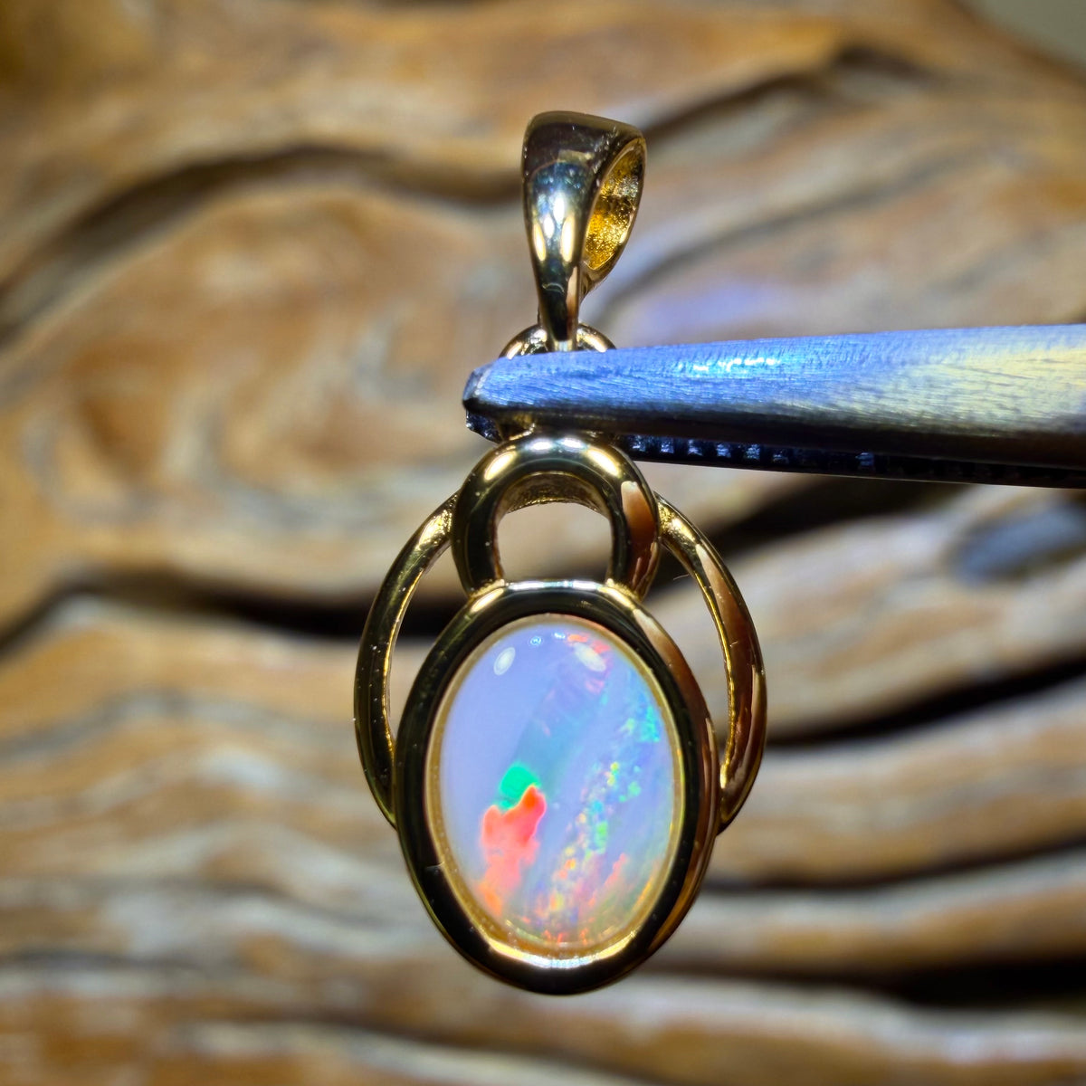 Sterling Silver Gold Plated- Solid South Australian Crystal Opal Pendant