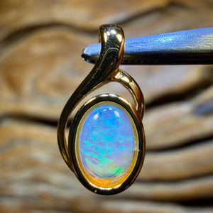 Sterling Silver Gold Plated- Solid South Australian Crystal Opal Pendant