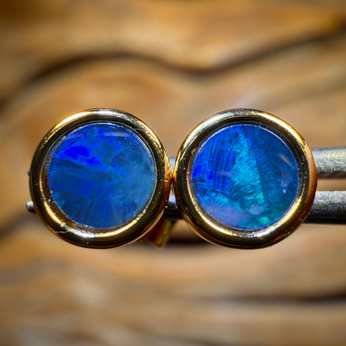 Sterling Silver Gold Plated - Australian Boulder Opal Doublet Stud Earrings