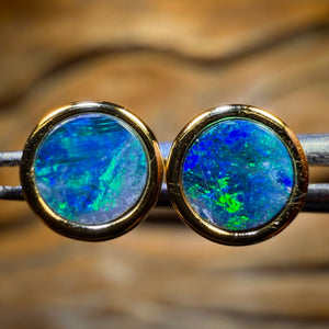 Sterling Silver Gold Plated - Australian Boulder Opal Doublet Stud Earrings