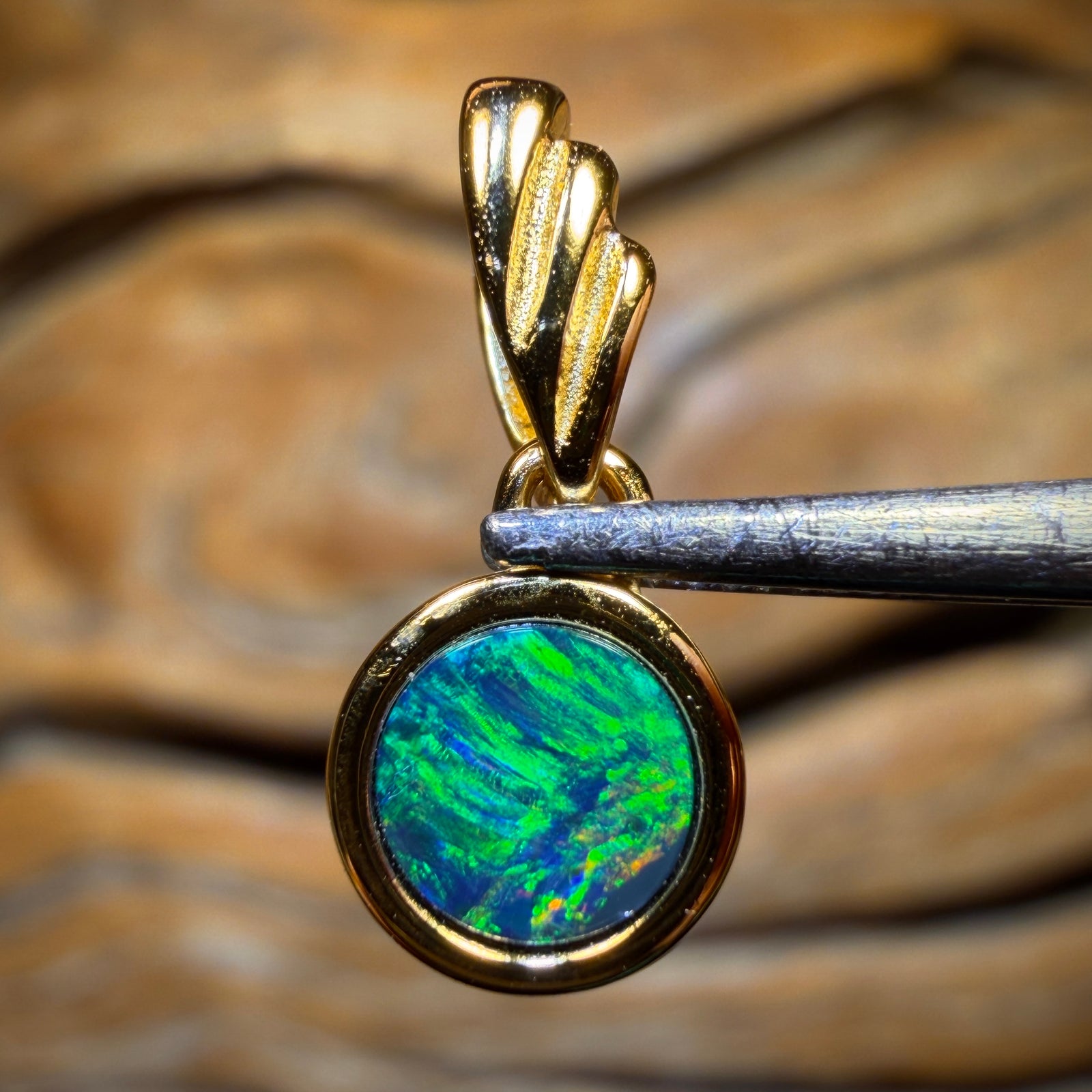 Sterling Silver Gold Plated - Queensland Boulder Opal Doublet Pendant
