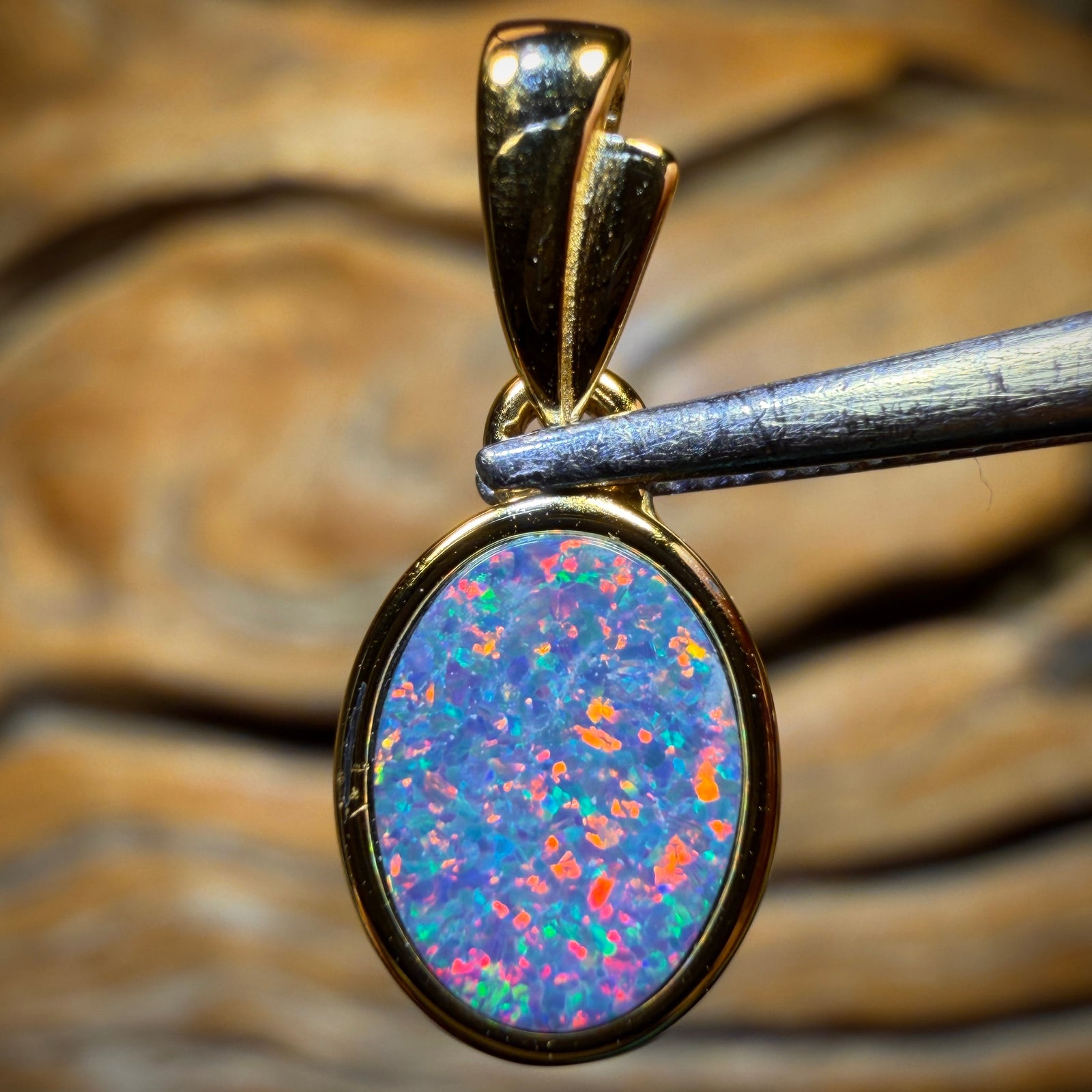 Sterling Silver Gold Plated - Queensland Boulder Opal Doublet Pendant