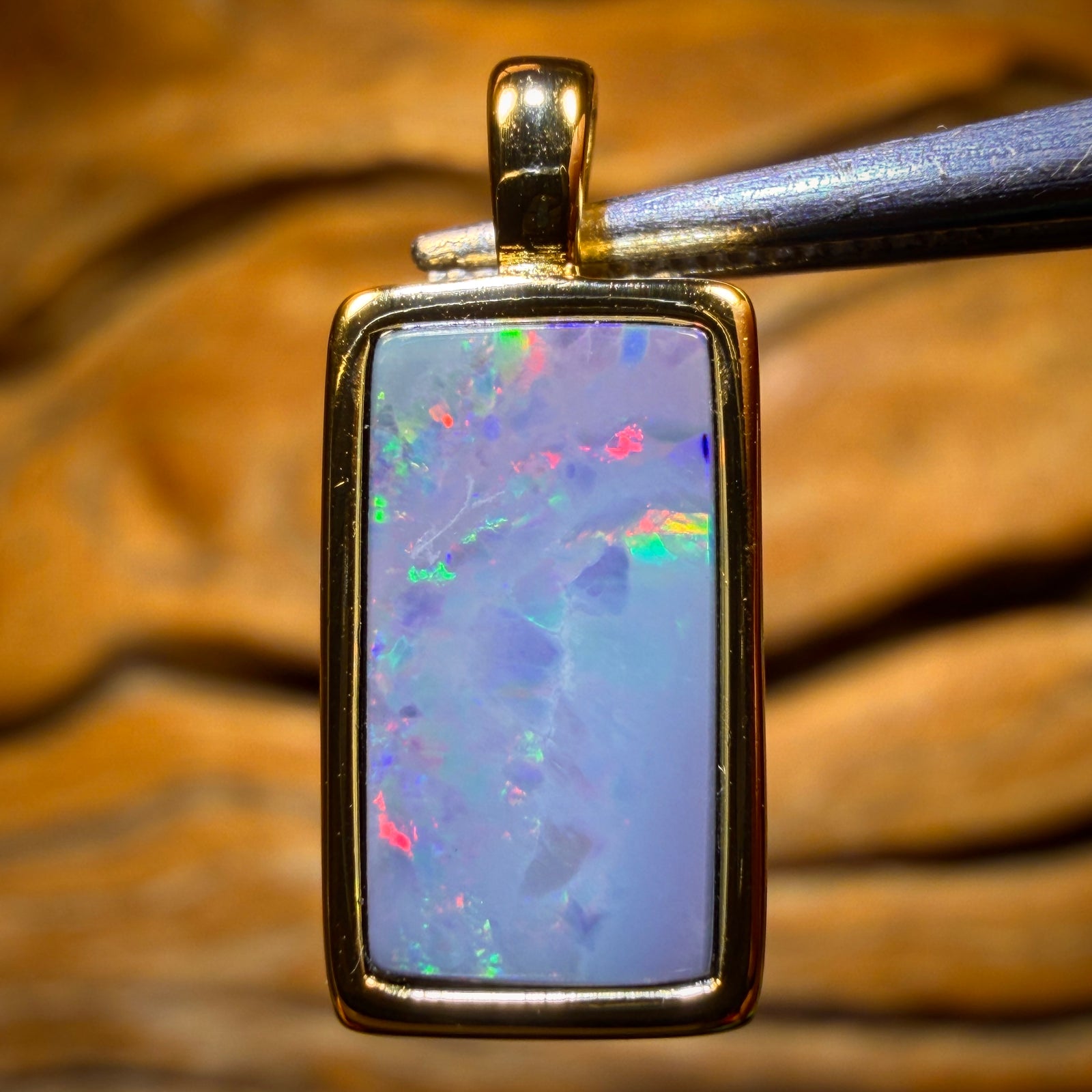 Sterling Silver Gold Plated - Queensland Boulder Opal Doublet Pendant