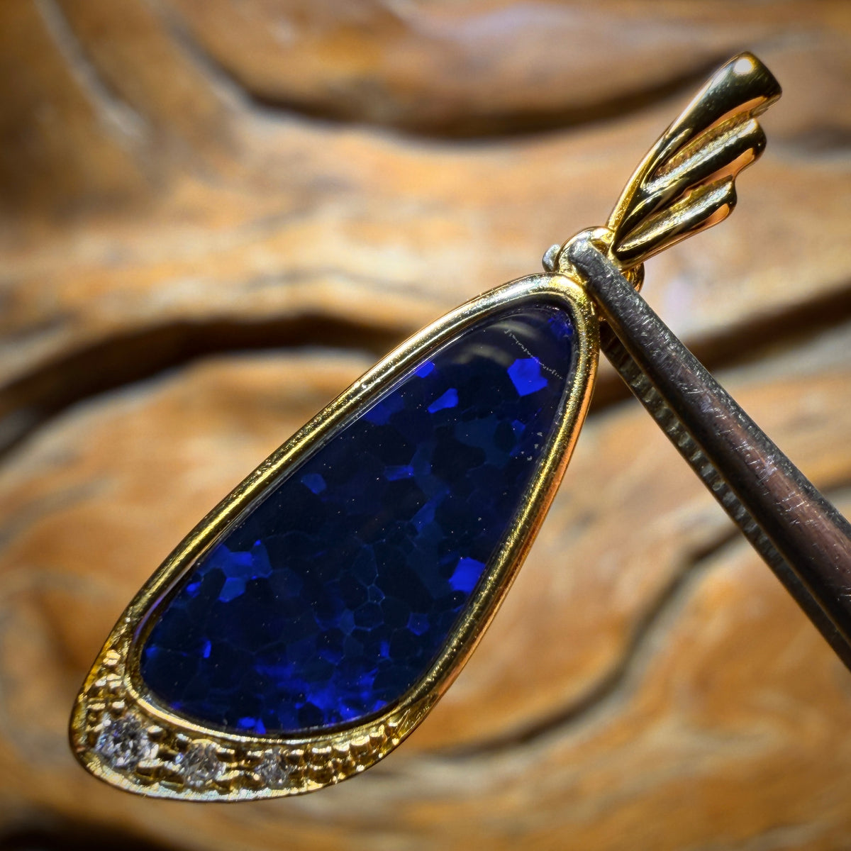 Sterling Silver Gold Plated - Queensland Boulder Opal Doublet Pendant