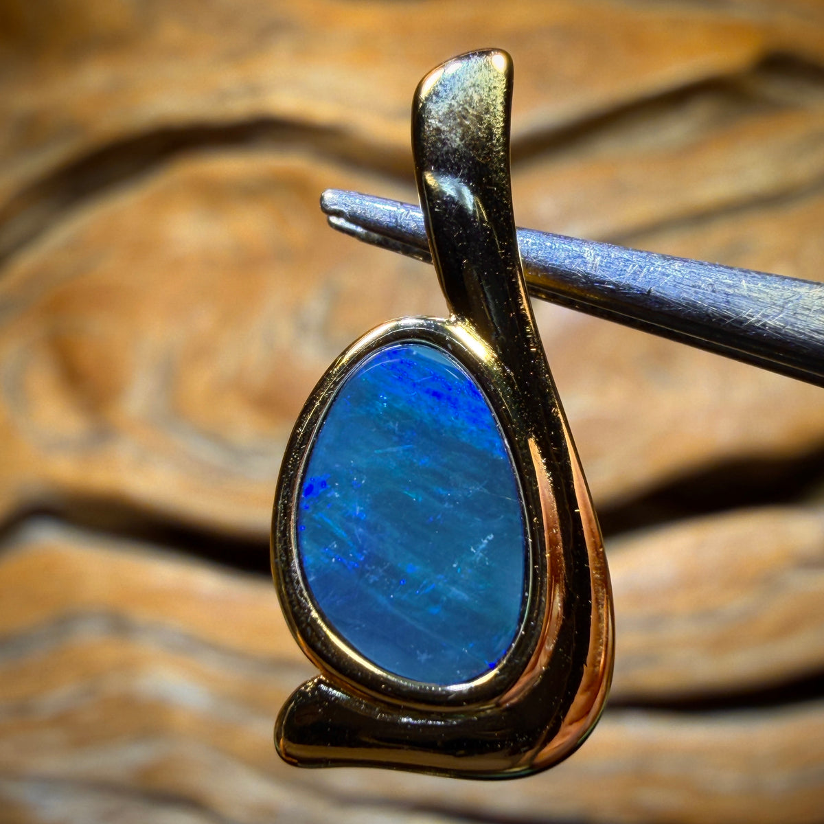 Sterling Silver Gold Plated - Queensland Boulder Opal Doublet Pendant