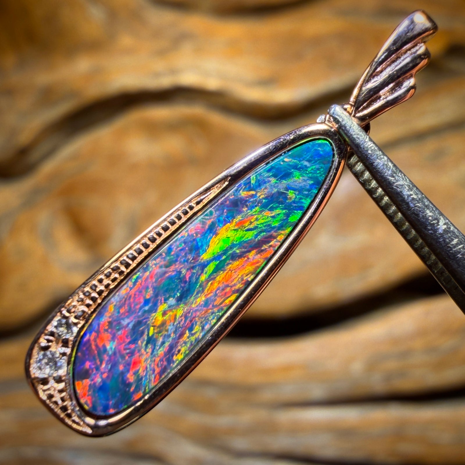 Sterling Silver Gold Plated - Queensland Boulder Opal Doublet Pendant