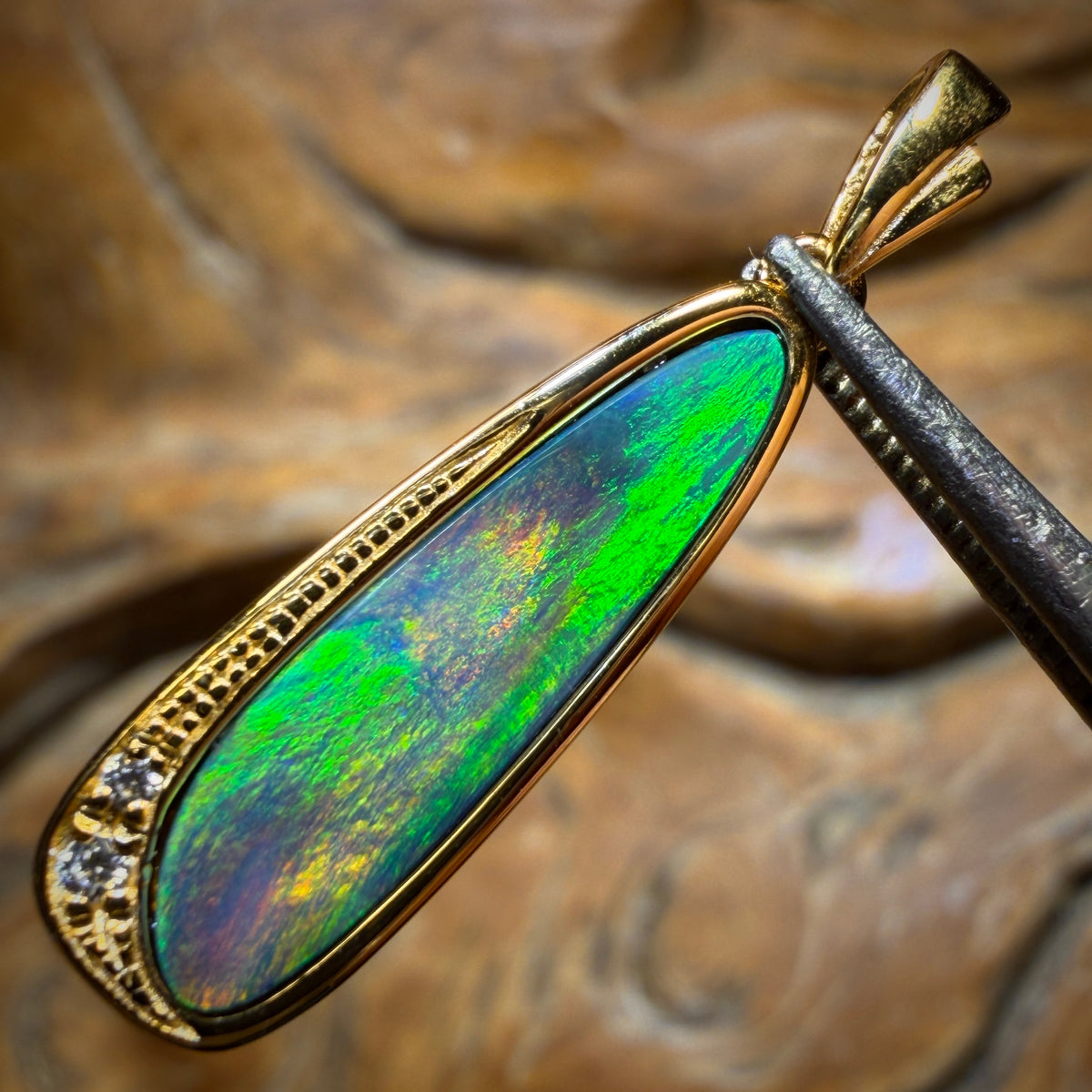 Sterling Silver Gold Plated - Queensland Boulder Opal Doublet Pendant