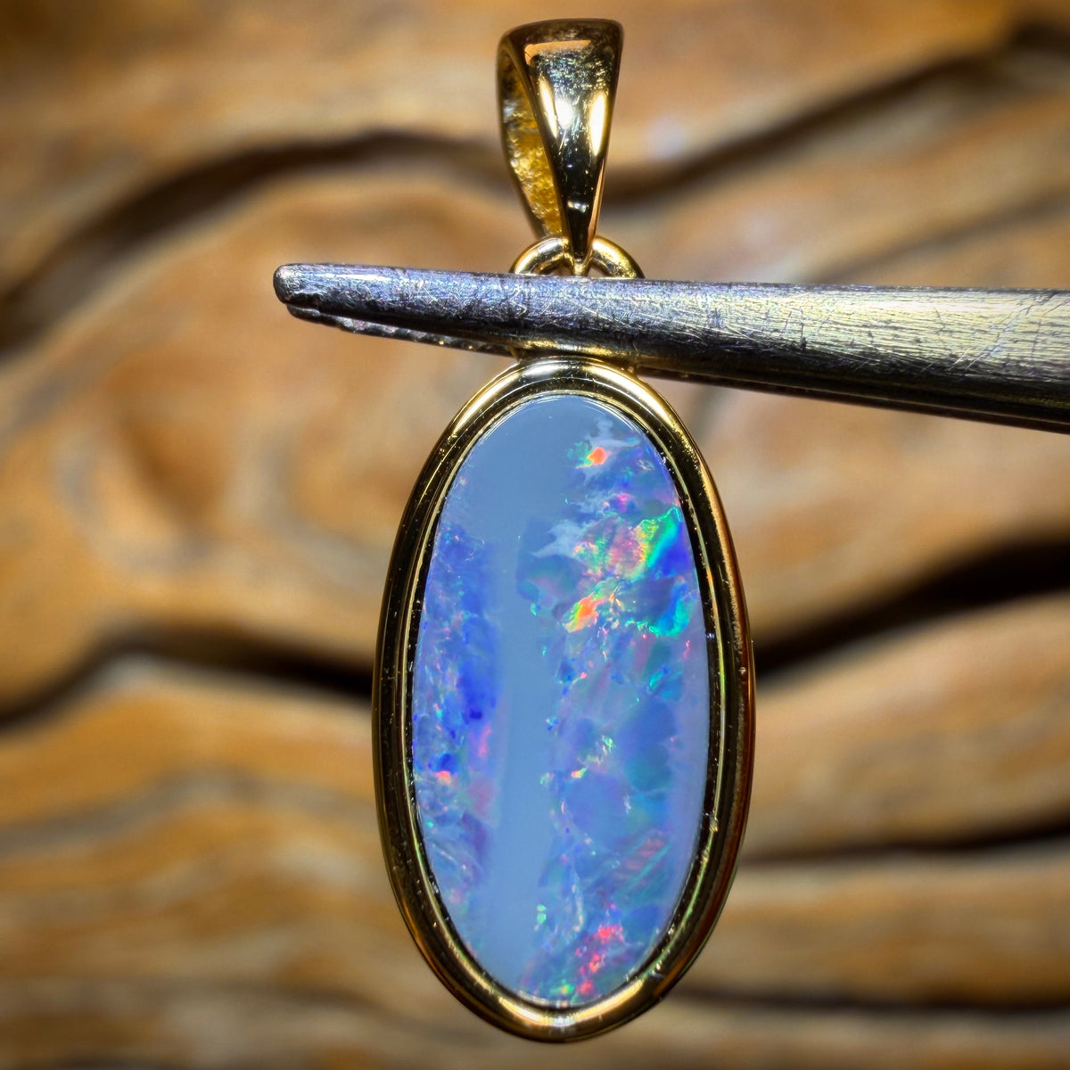 Sterling Silver Gold Plated - Queensland Boulder Opal Doublet Pendant