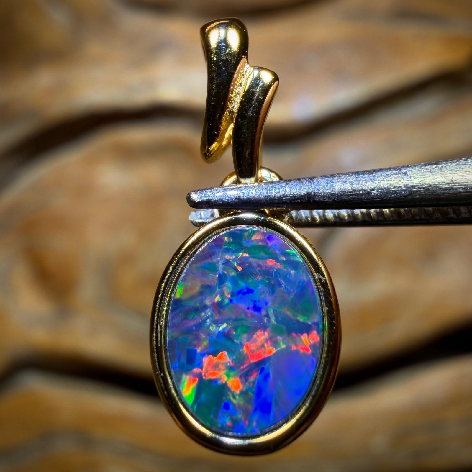 Sterling Silver Gold Plated - Queensland Boulder Opal Doublet Pendant