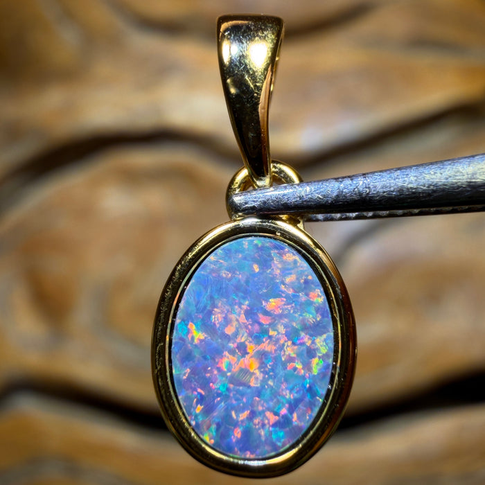 Sterling Silver Gold Plated - Queensland Boulder Opal Doublet Pendant