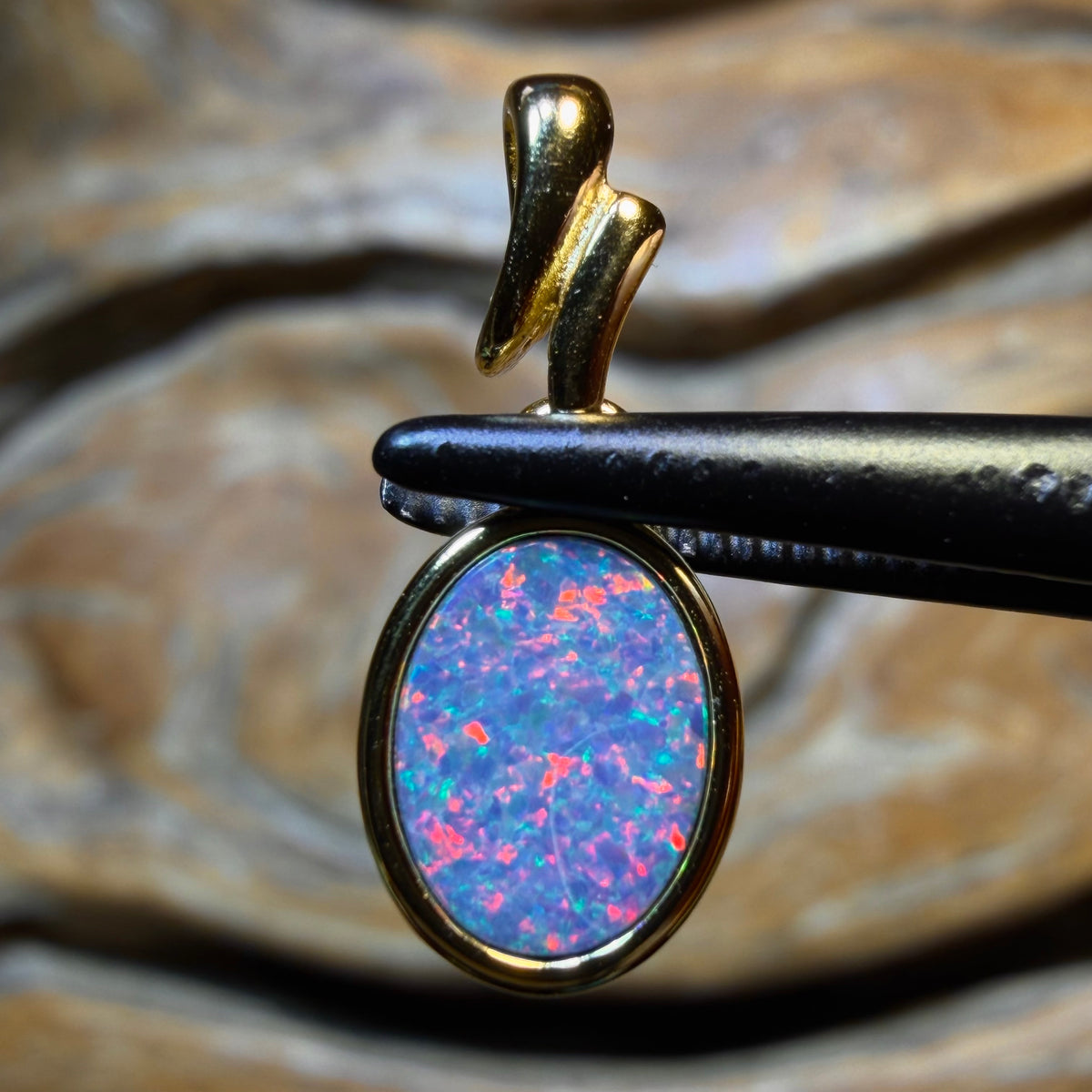 Sterling Silver Gold Plated - Queensland Boulder Opal Doublet Pendant
