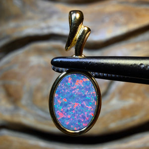 Sterling Silver Gold Plated - Queensland Boulder Opal Doublet Pendant