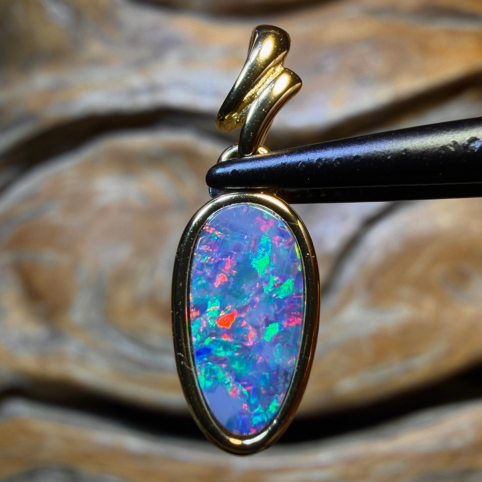 Sterling Silver Gold Plated - Queensland Boulder Opal Doublet Pendant