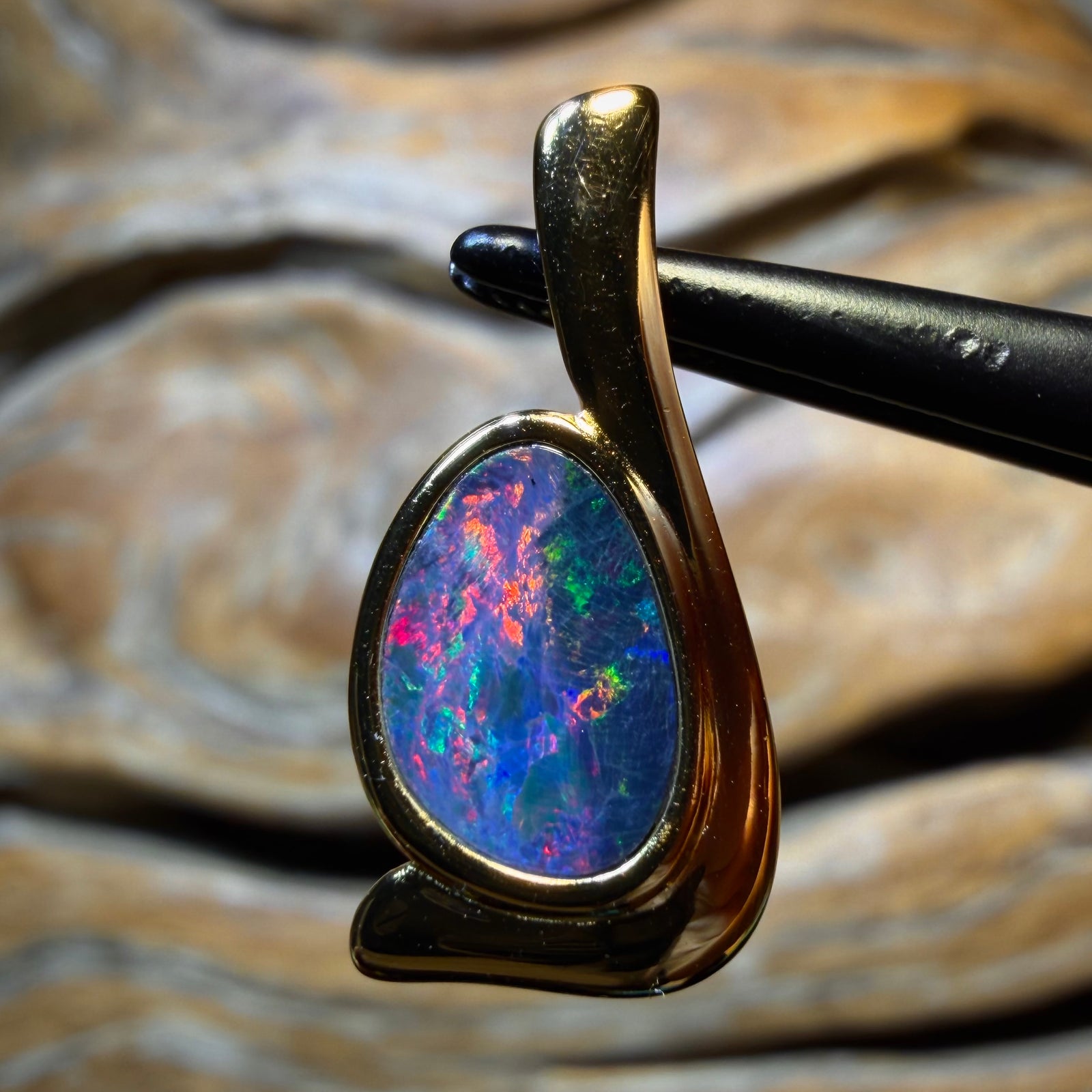 Sterling Silver Gold Plated - Queensland Boulder Opal Doublet Pendant