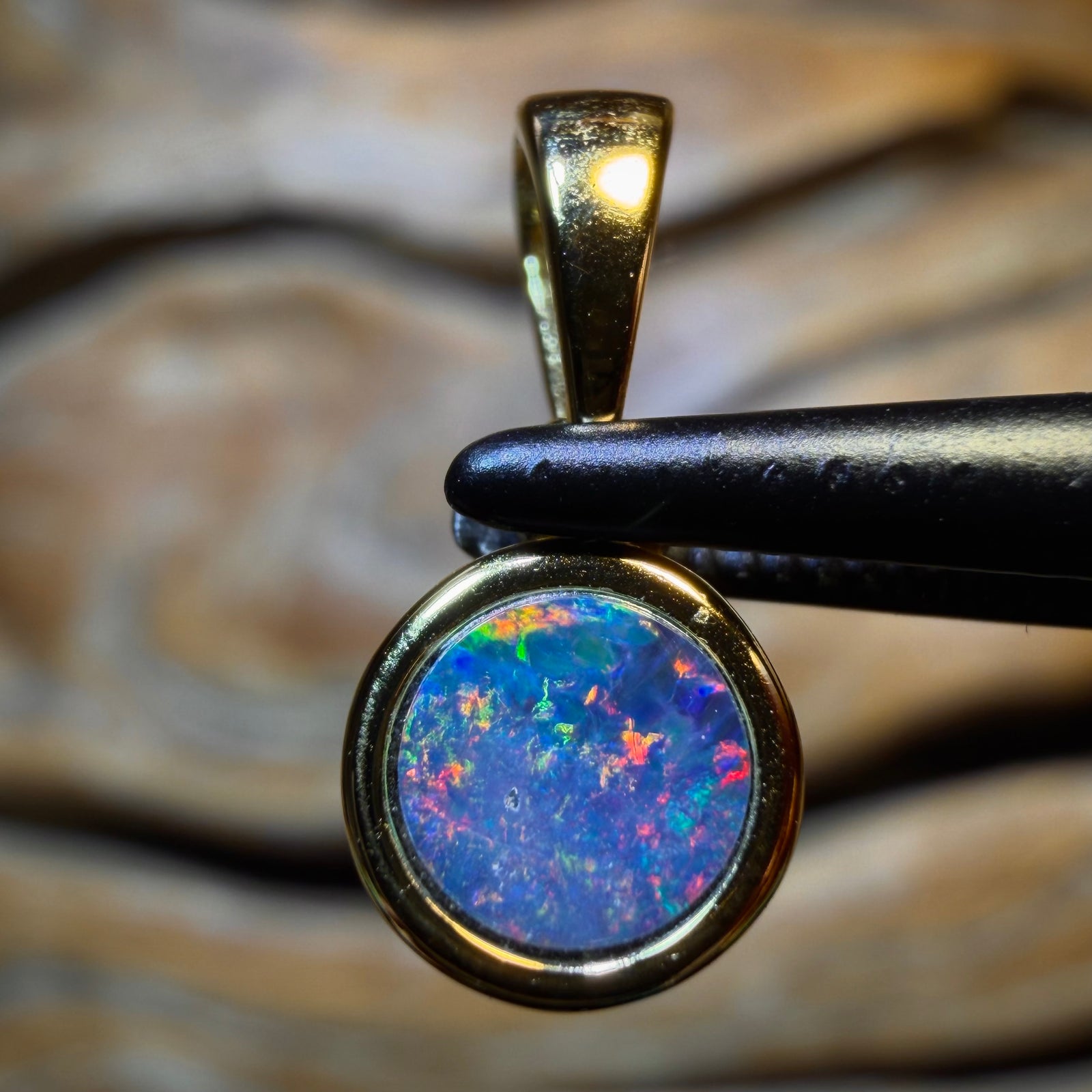 Sterling Silver Gold Plated - Queensland Boulder Opal Doublet Pendant