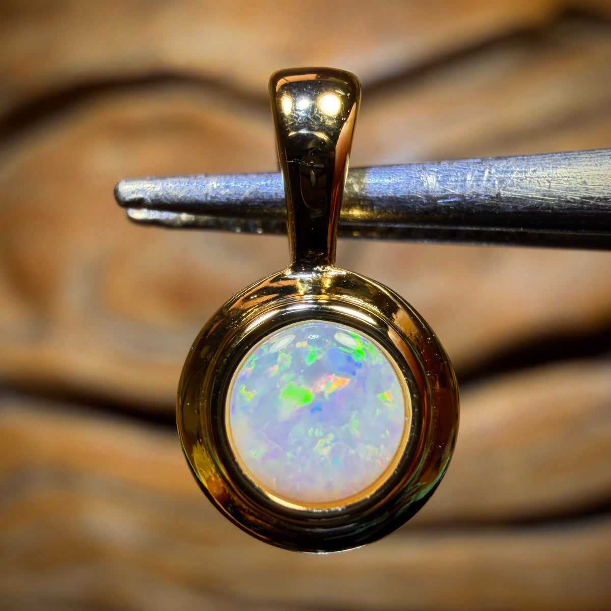 Sterling Silver Gold Plated - Solid South Australian Crystal Opal Pendant