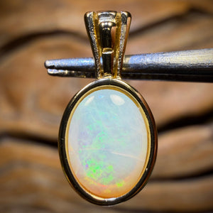 Sterling Silver Gold Plated - Solid South Australian Crystal Opal Pendant