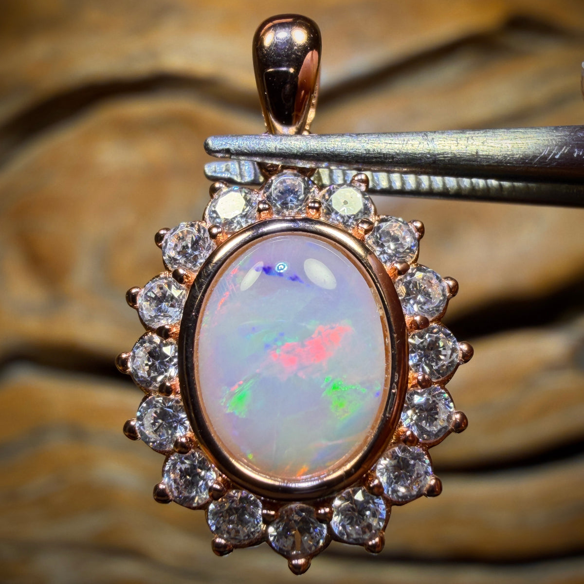 Sterling Silver Gold Plated - Solid South Australian Crystal Opal Pendant
